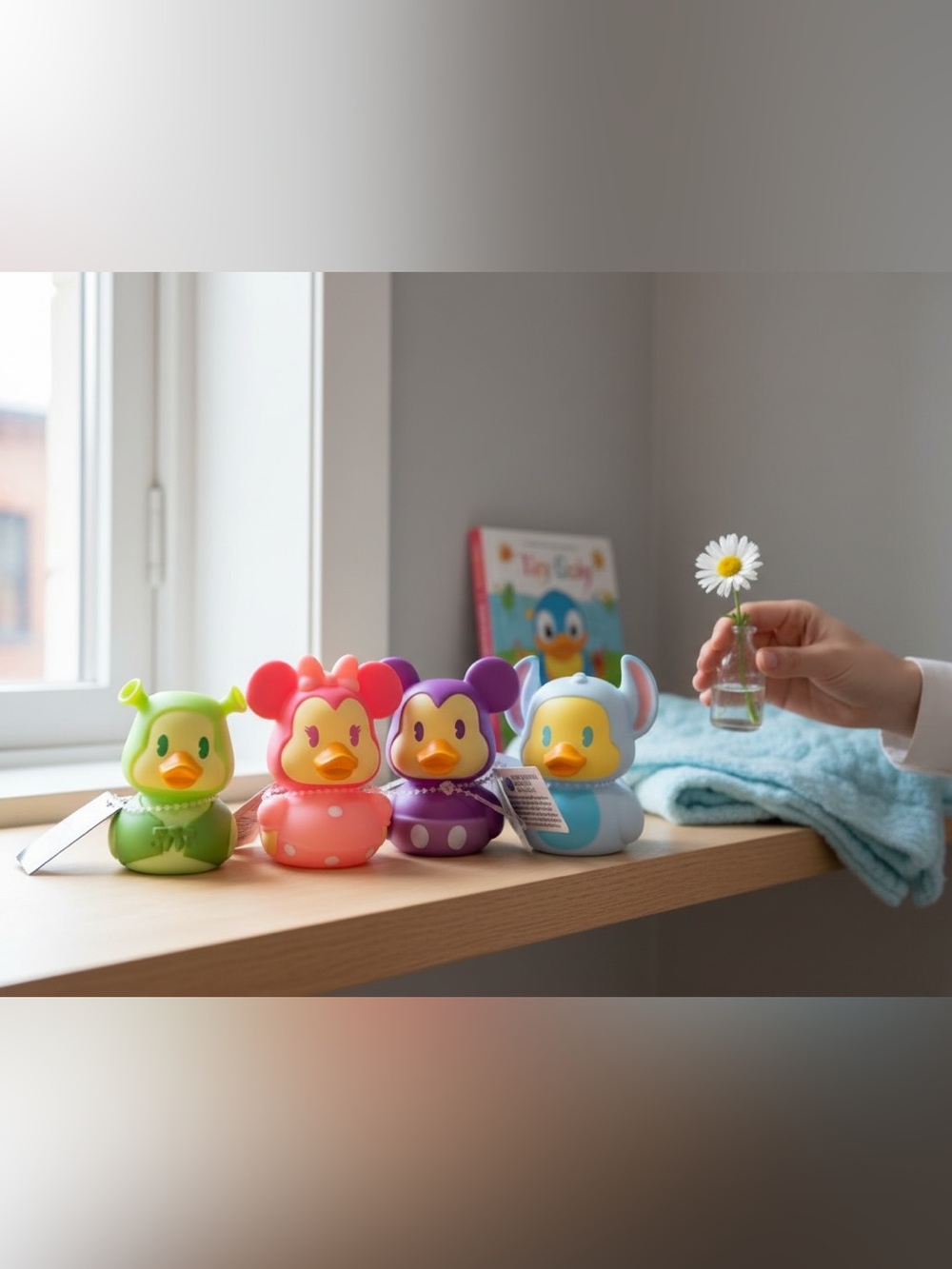 DisneyCharacter Rubber Duck Toy Set – Mickey, Minnie, Stitch, Shrek